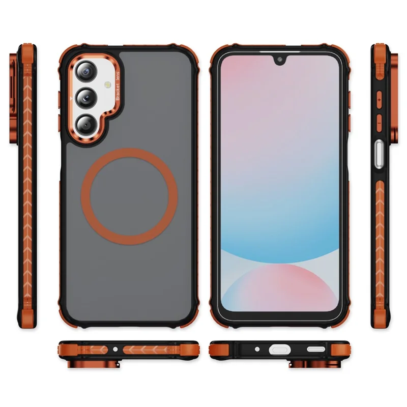 Coque pour Samsung Galaxy A36 5G avec support de lentille, dos mat compatible avec MagSafe - Orange