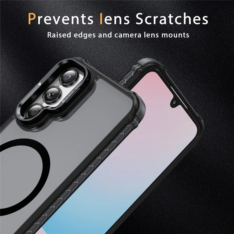 For Samsung Galaxy A36 5G Case with Lens Kickstand Matte Back Cover Magnetic Case - Black