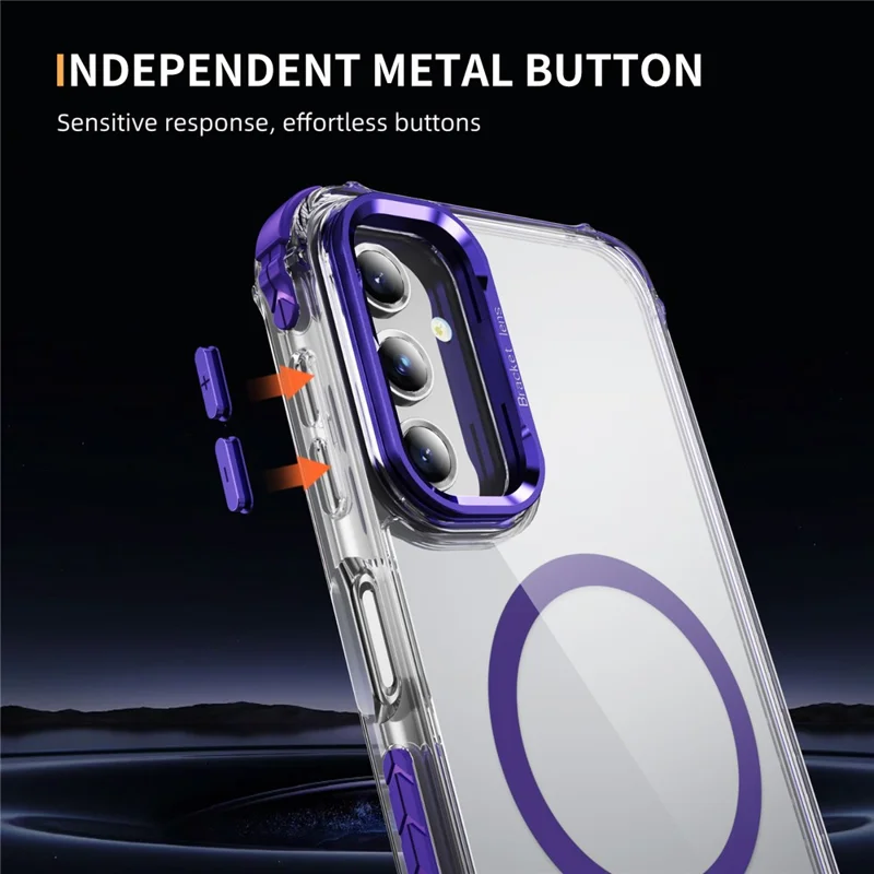 Funda transparente para teléfono Samsung Galaxy A36 5G con soporte y compatible con MagSafe - Morado