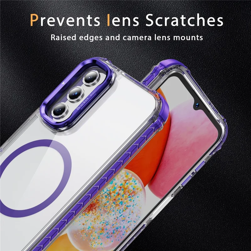 Funda transparente para teléfono Samsung Galaxy A36 5G con soporte y compatible con MagSafe - Morado