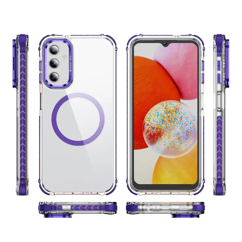 Funda transparente para teléfono Samsung Galaxy A36 5G con soporte y compatible con MagSafe - Morado