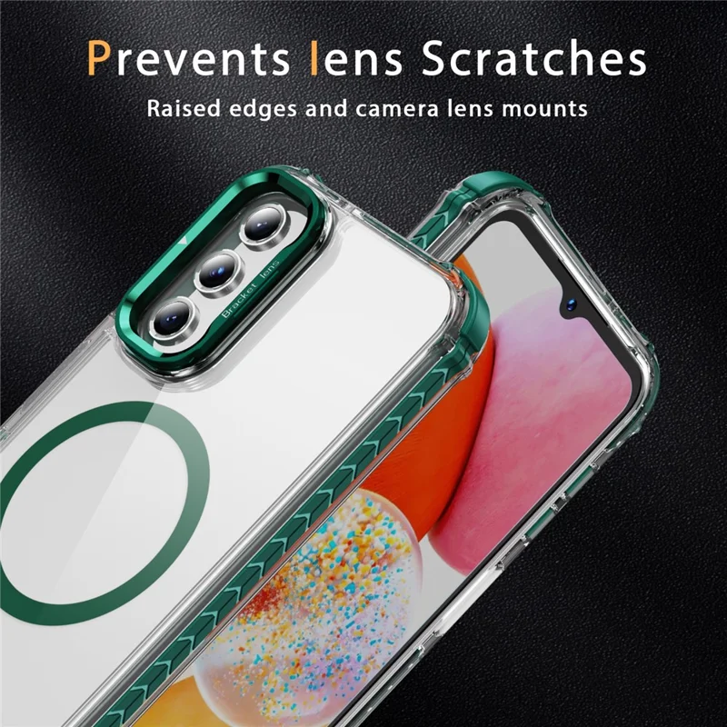 For Samsung Galaxy A36 5G / A56 5G Clear Phone Case with Lens Kickstand Cover Compatible with MagSafe - Green
