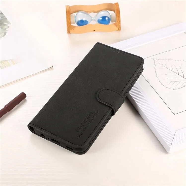 KHAZNEH For Xiaomi Redmi A1 4G Wallet Stand Phone Case Textured PU Leather Full Protection Inner TPU Cover - Black