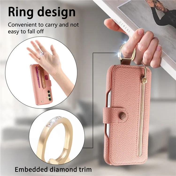 For Samsung Galaxy A06 Case RFID Blocking Zipper Wallet PU Leather Mobile Cover - Pink

Für Samsung Galaxy A06 Hülle RFID-blockierendes Reißverschluss-Geldbörsen-PU-Leder-Mobiltelefon-Cover - Pink