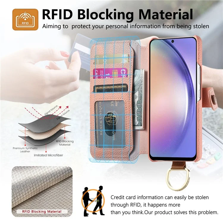 For Samsung Galaxy A06 Case RFID Blocking Zipper Wallet PU Leather Mobile Cover - Pink

Für Samsung Galaxy A06 Hülle RFID-blockierendes Reißverschluss-Geldbörsen-PU-Leder-Mobiltelefon-Cover - Pink