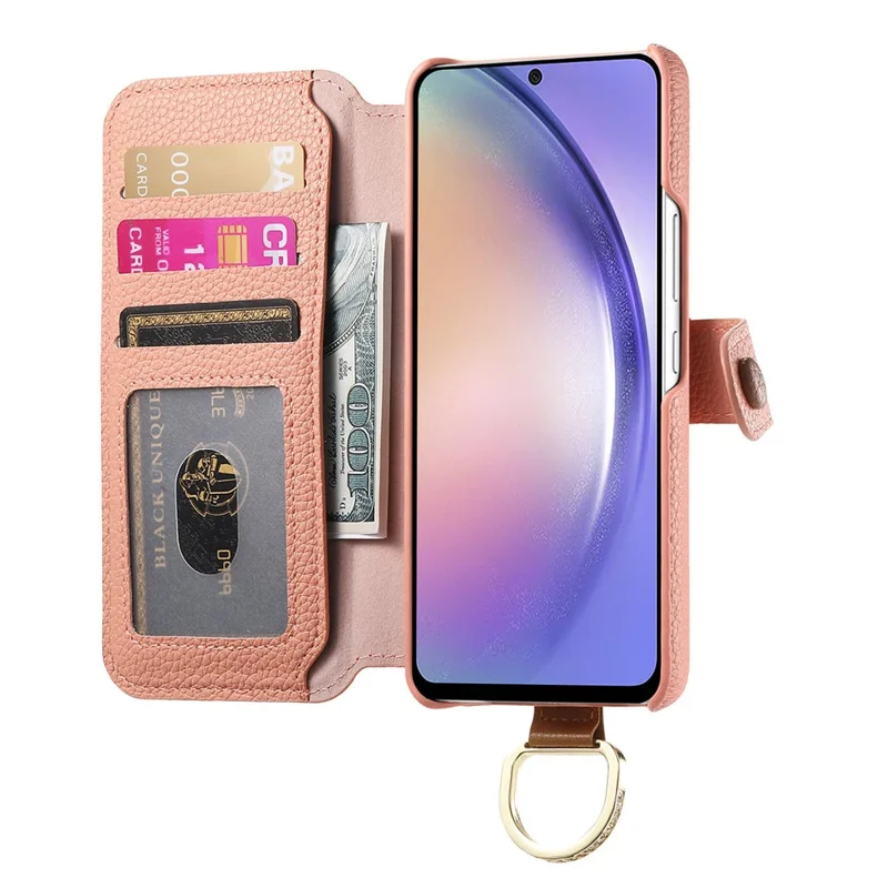 For Samsung Galaxy S24 Case RFID Blocking Zipper Wallet PU Leather Mobile Cover - Pink