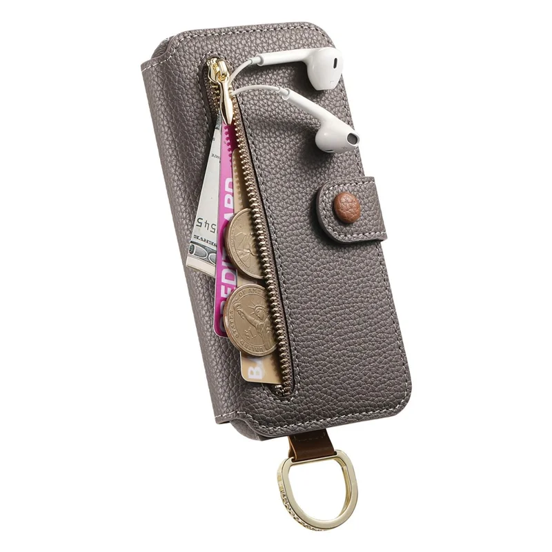 For Samsung Galaxy S24 FE Case RFID Blocking Zipper Wallet PU Leather Mobile Cover - Grey
