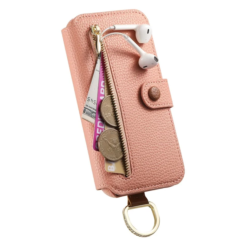 For Samsung Galaxy S25+ Case RFID Blocking Zipper Wallet PU Leather Mobile Cover - Pink