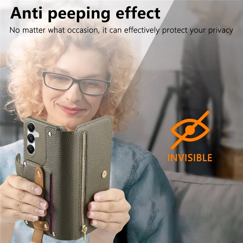 For Samsung Galaxy S25+ Case RFID Blocking Zipper Wallet PU Leather Mobile Cover - Green