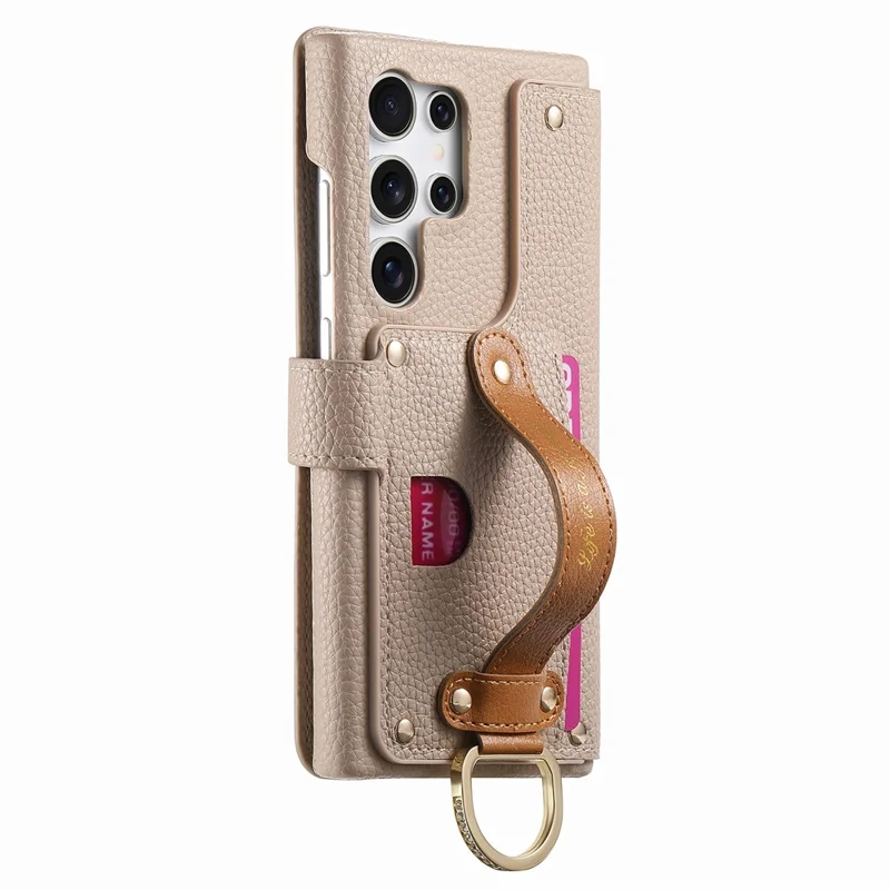 For Samsung Galaxy S25 Ultra Case RFID Blocking Zipper Wallet PU Leather Mobile Cover - Khaki