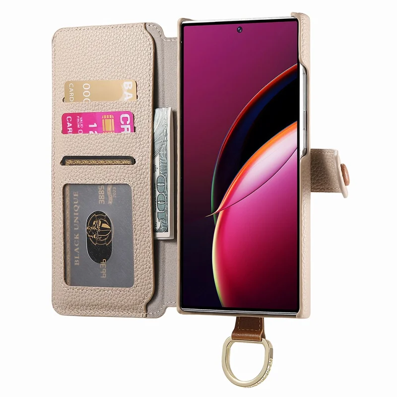 For Samsung Galaxy S25 Ultra Case RFID Blocking Zipper Wallet PU Leather Mobile Cover - Khaki