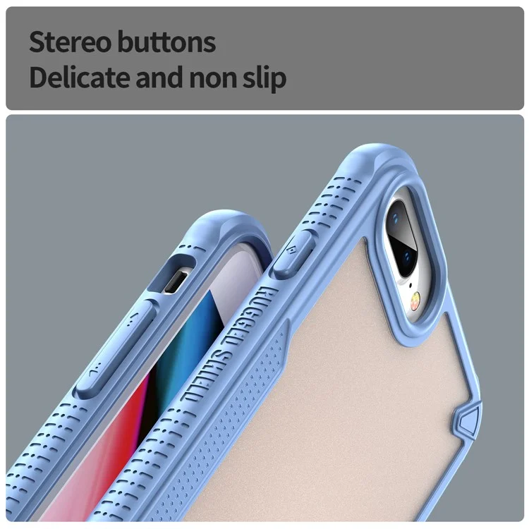 Capa para iPhone 8 Plus / 7 Plus PC+TPU com acabamento fosco semi-transparente - Azul