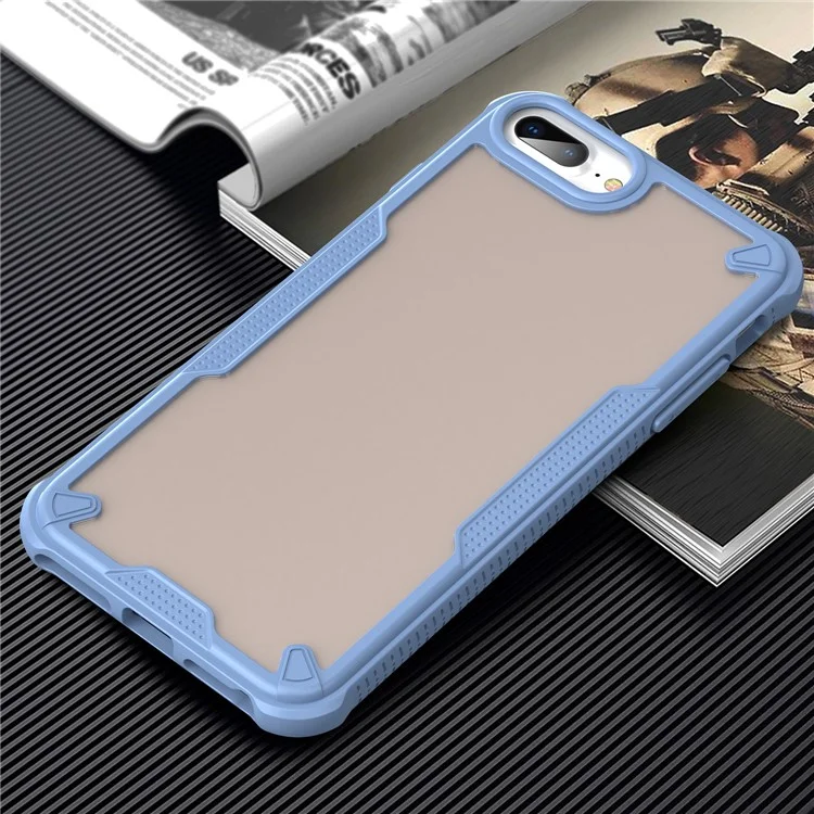 Capa para iPhone 8 Plus / 7 Plus PC+TPU com acabamento fosco semi-transparente - Azul