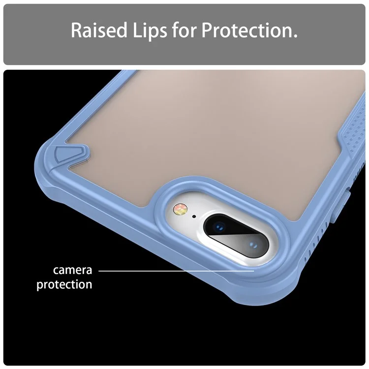Capa para iPhone 8 Plus / 7 Plus PC+TPU com acabamento fosco semi-transparente - Azul