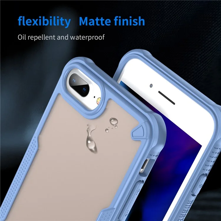 Capa para iPhone 8 Plus / 7 Plus PC+TPU com acabamento fosco semi-transparente - Azul