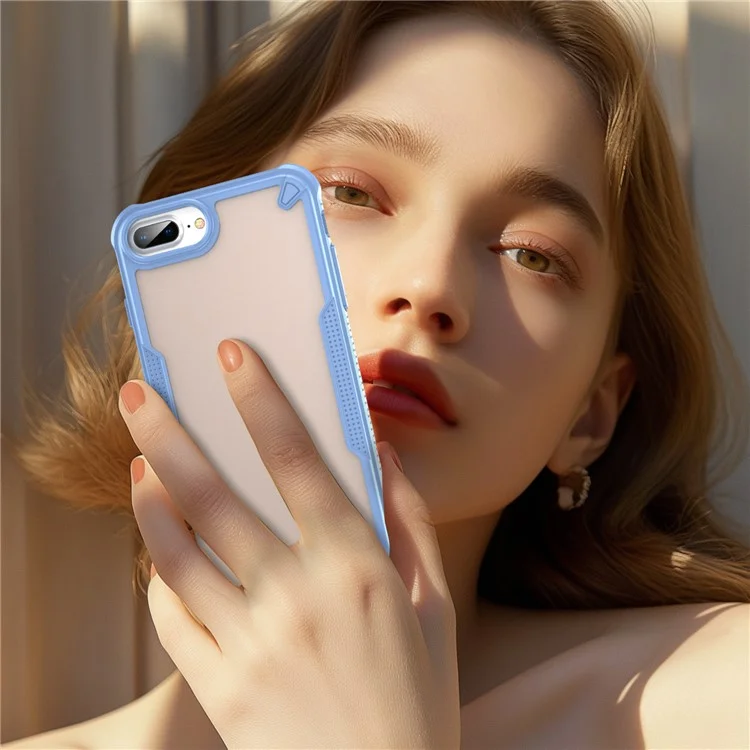 Capa para iPhone 8 Plus / 7 Plus PC+TPU com acabamento fosco semi-transparente - Azul