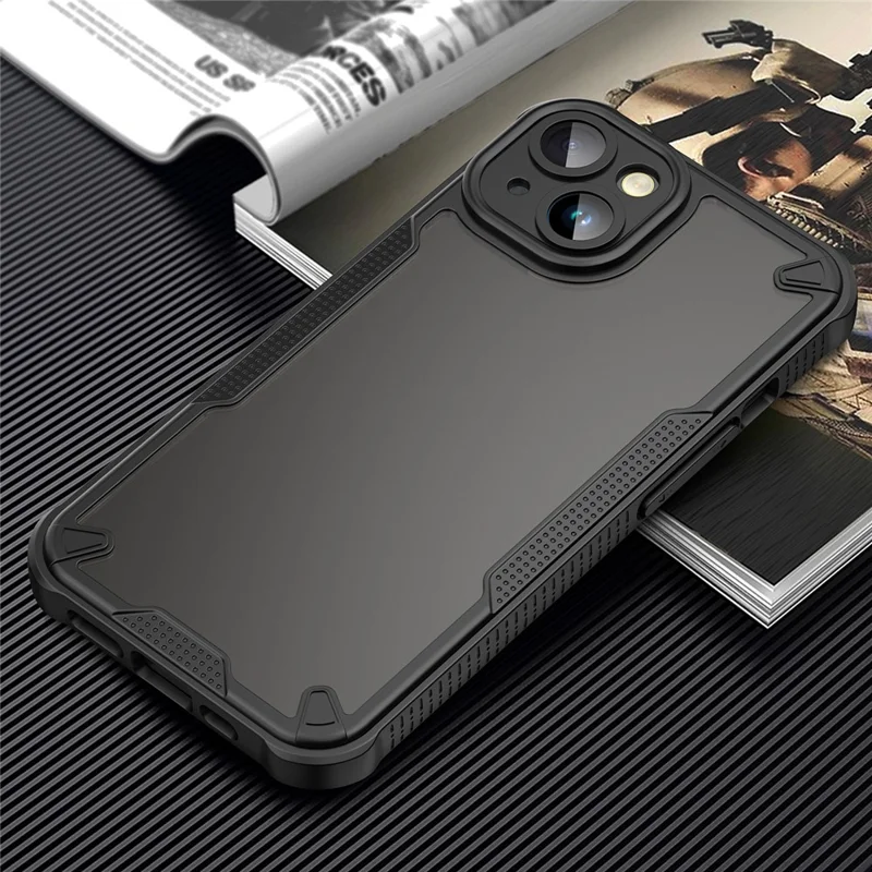 For iPhone 14 Case PC+TPU Frosted Phone Back Cover - Black