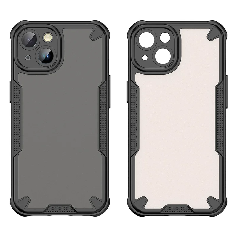 For iPhone 14 Case PC+TPU Frosted Phone Back Cover - Black