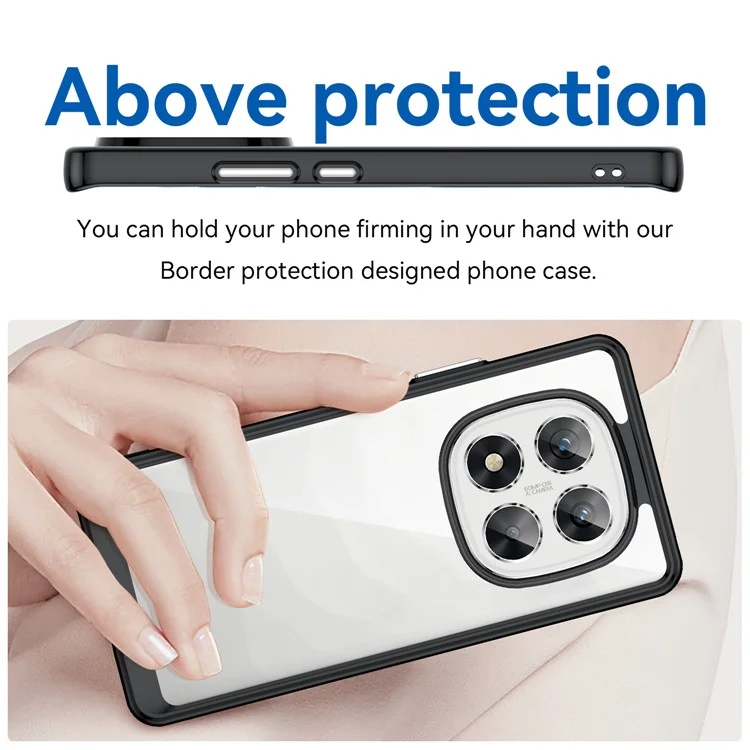 Для Xiaomi Redmi Note 14 Pro 5G Чехол TPU + Акрил Защитная прозрачная телефонная крышка - Черный