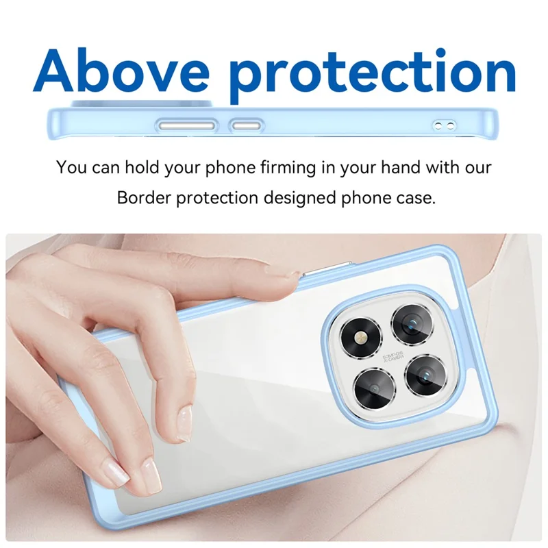 For Xiaomi Redmi Note 14 Pro 5G / Poco X7 5G Case TPU+Acrylic Protective Clear Phone Cover - Blue