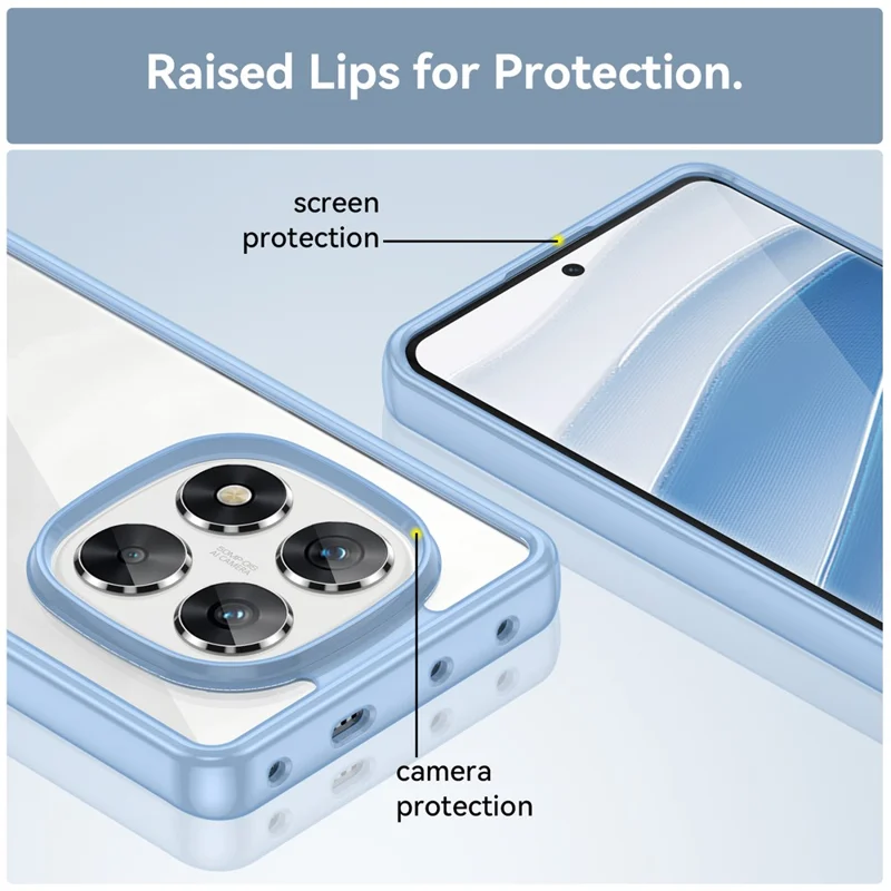 For Xiaomi Redmi Note 14 Pro 5G / Poco X7 5G Case TPU+Acrylic Protective Clear Phone Cover - Blue