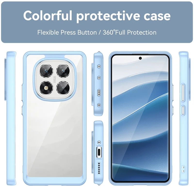 For Xiaomi Redmi Note 14 Pro 5G / Poco X7 5G Case TPU+Acrylic Protective Clear Phone Cover - Blue