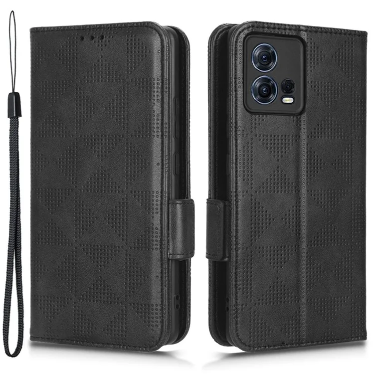 Für Motorola Moto S30 Pro 5G Gedruckter Dreieck Muster Schockdeliedelie Hülle PU Leder -brieftasche Schutzabdeckung - Schwarz