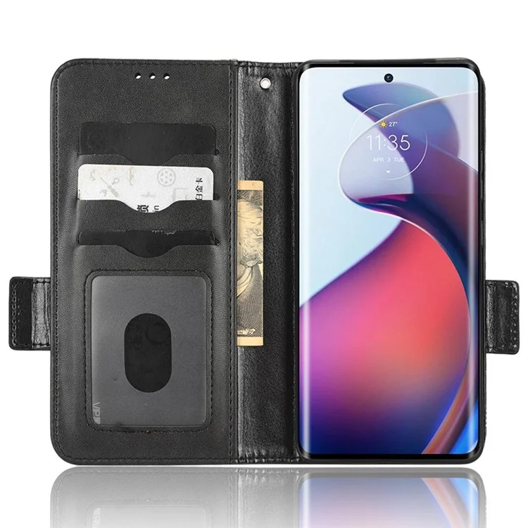 Für Motorola Moto S30 Pro 5G Gedruckter Dreieck Muster Schockdeliedelie Hülle PU Leder -brieftasche Schutzabdeckung - Schwarz