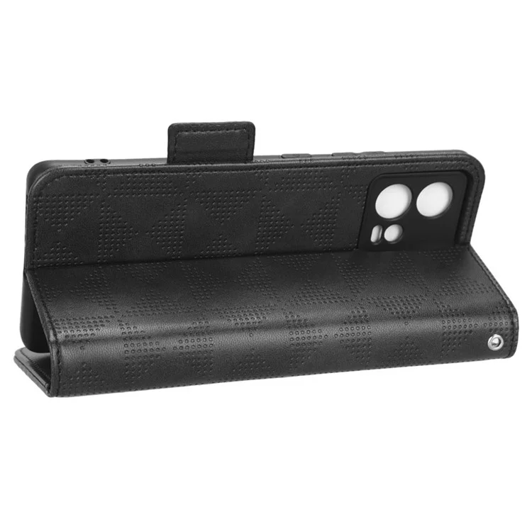 Für Motorola Moto S30 Pro 5G Gedruckter Dreieck Muster Schockdeliedelie Hülle PU Leder -brieftasche Schutzabdeckung - Schwarz