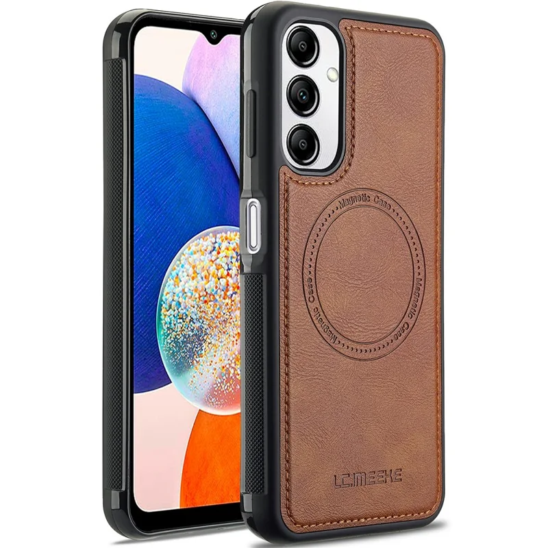 LC.IMEEKE For Samsung Galaxy A54 5G Magnetic Case Leather+TPU Back Cover - Brown