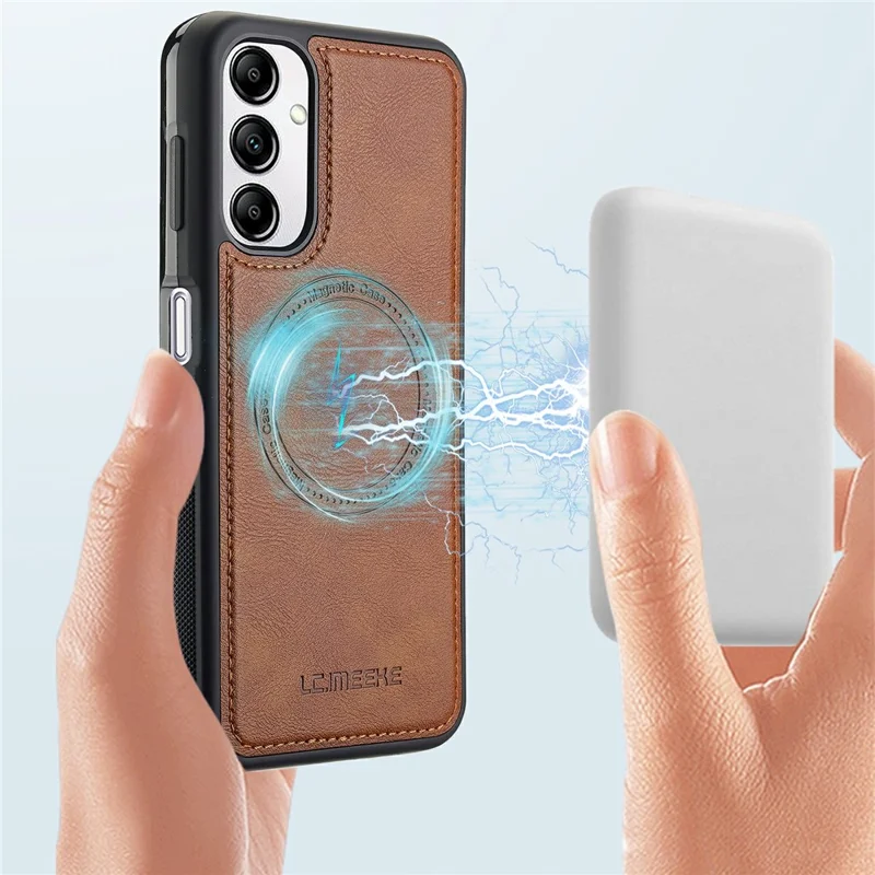 LC.IMEEKE For Samsung Galaxy A54 5G Magnetic Case Leather+TPU Back Cover - Brown