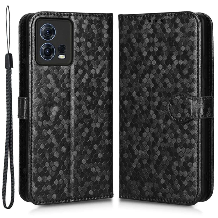 Para el Patrón de Puntos de Cuero Motorola Moto S30 Pro 5G PU Put Case de la Billetera de Teléfono Imprudente al Soporte Con Correa - Negro