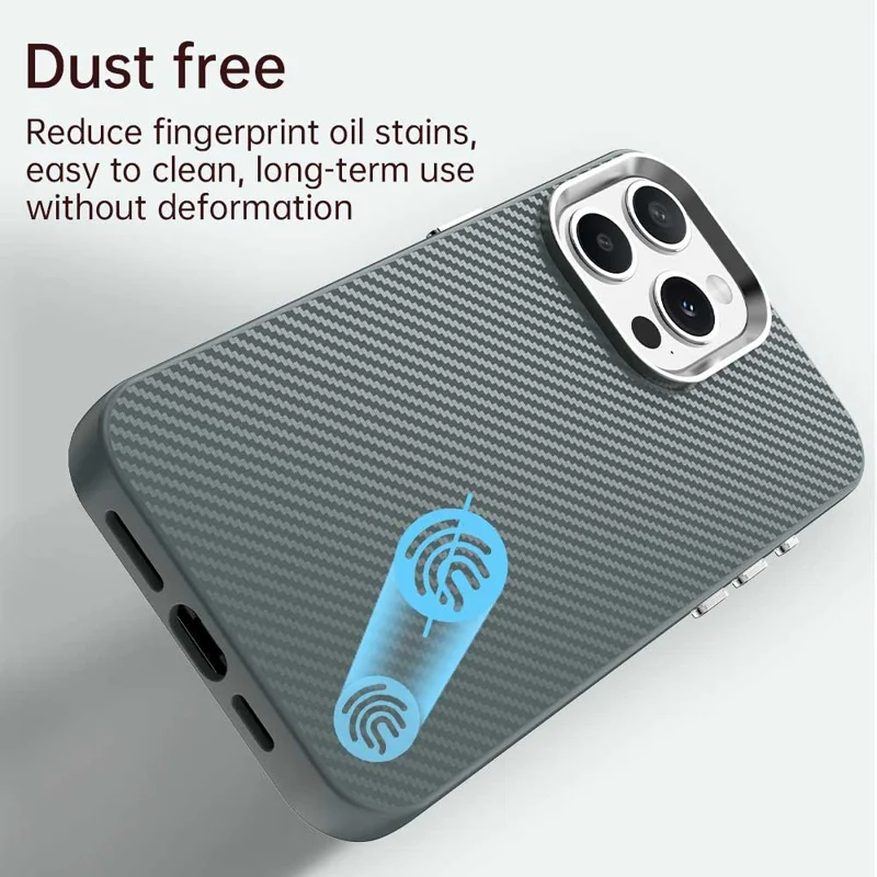 Coque pour iPhone 15 Pro Hybrid Back Cover Texture fibre de carbone - Gris