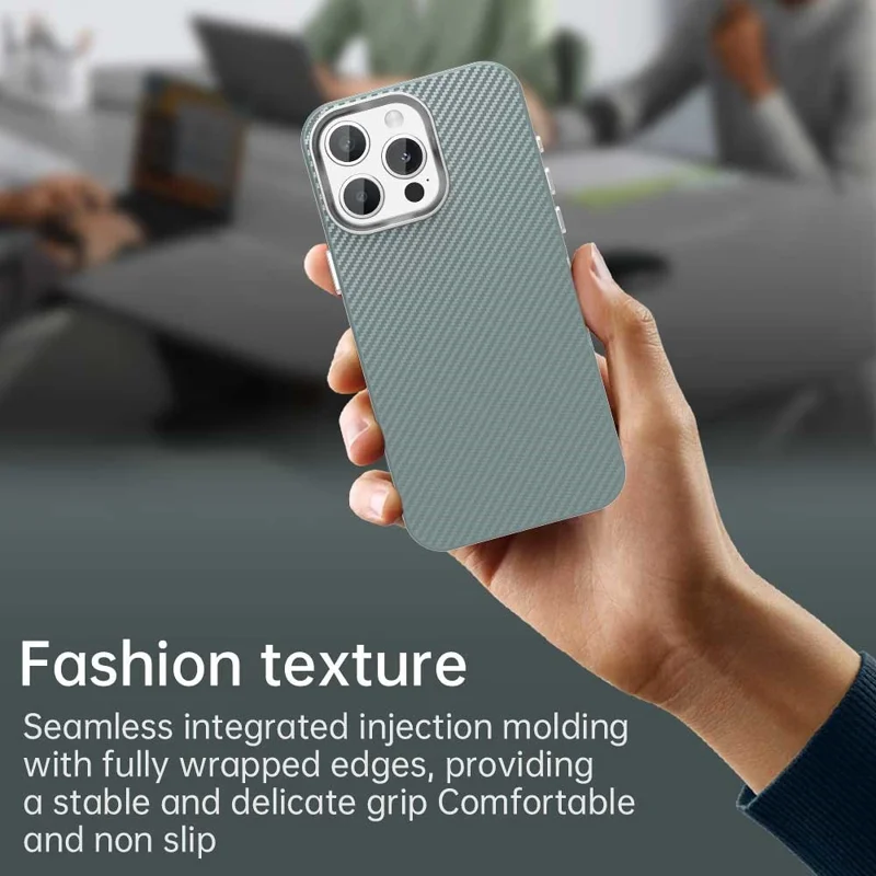 Coque pour iPhone 15 Pro Hybrid Back Cover Texture fibre de carbone - Gris