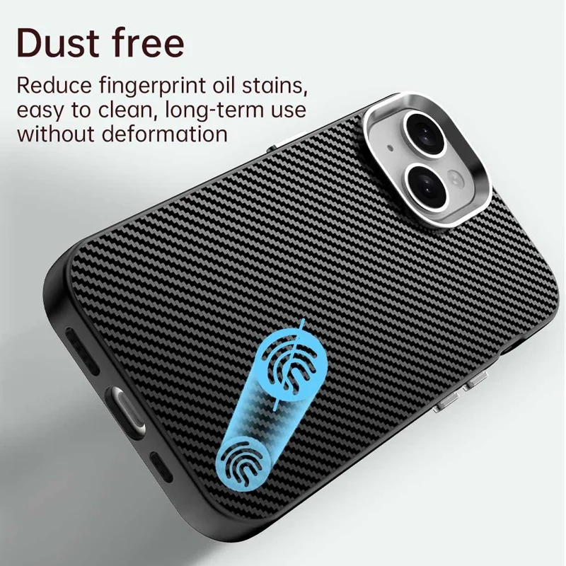 For iPhone 15 Case Cell Phone Hybrid Back Cover Carbon Fiber Texture - Black