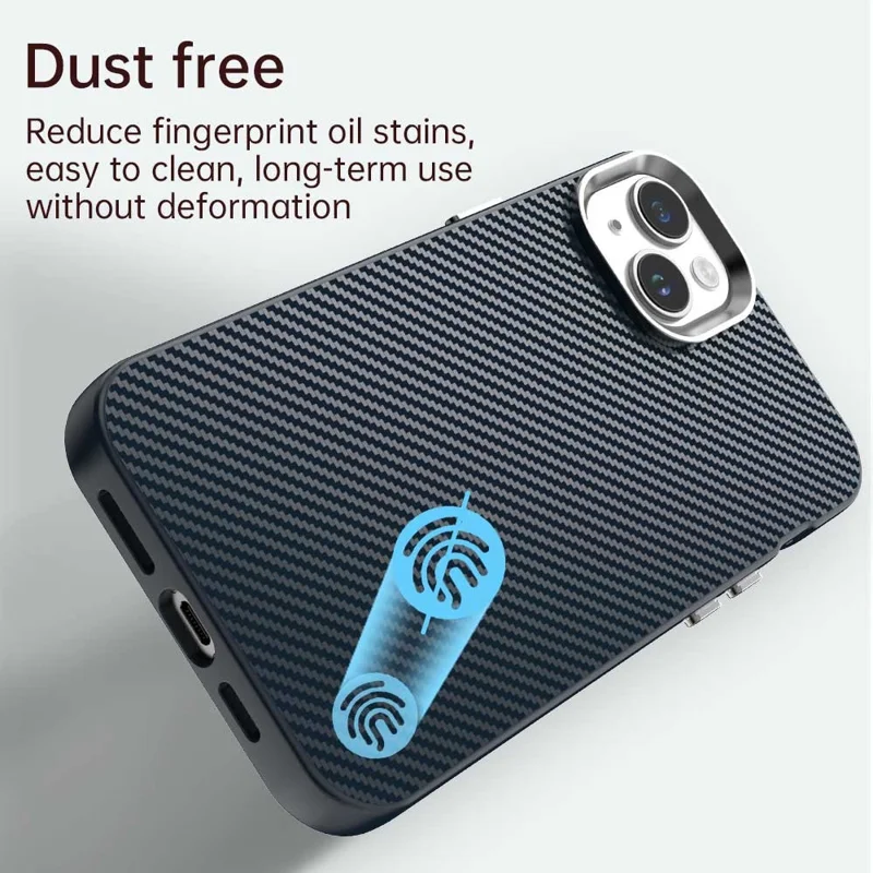 For iPhone 15 Plus / 14 Plus Case Cell Phone Hybrid Back Cover Carbon Fiber Texture - Blue
