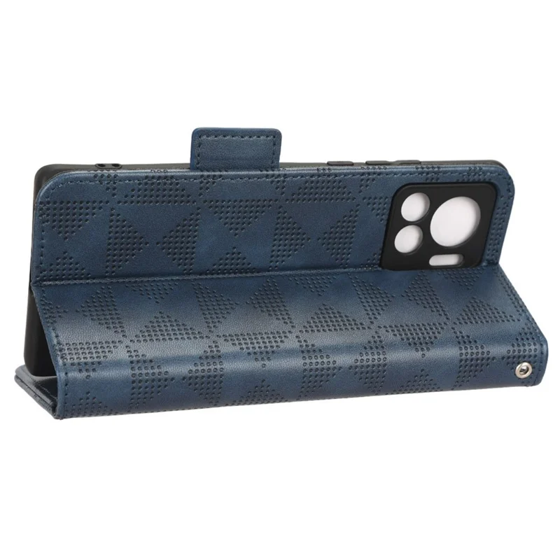 For Motorola Moto X30 Pro 5G / Edge 30 Ultra 5G Imprinted Triangle Pattern Phone Stand Case PU Leather Magnetic Clasp Wallet Cover - Blue