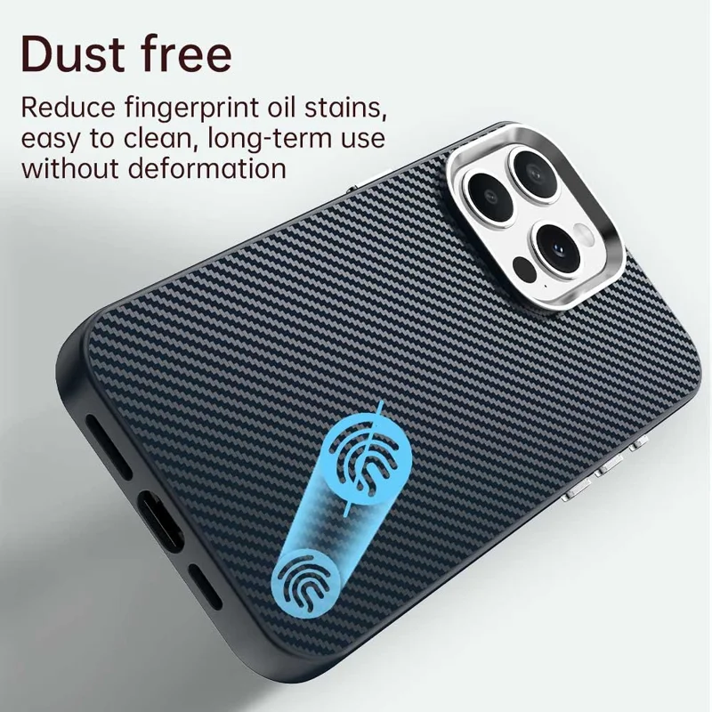 For iPhone 14 Pro Case Cell Phone Hybrid Back Cover Carbon Fiber Texture - Blue