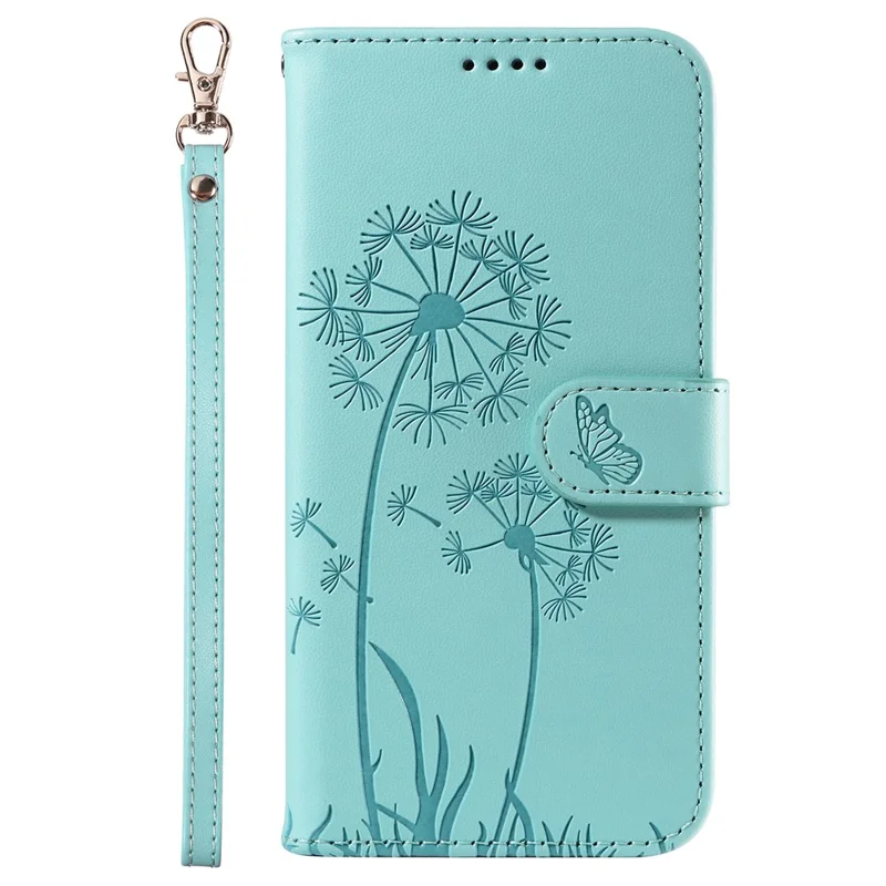 For Motorola Moto G54 5G Leather Case Wallet Phone Cover Dandelion Imprint - Green