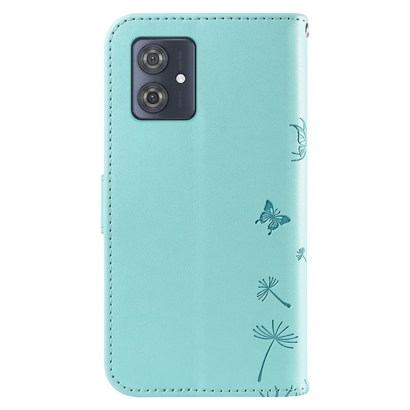 For Motorola Moto G54 5G Leather Case Wallet Phone Cover Dandelion Imprint - Green