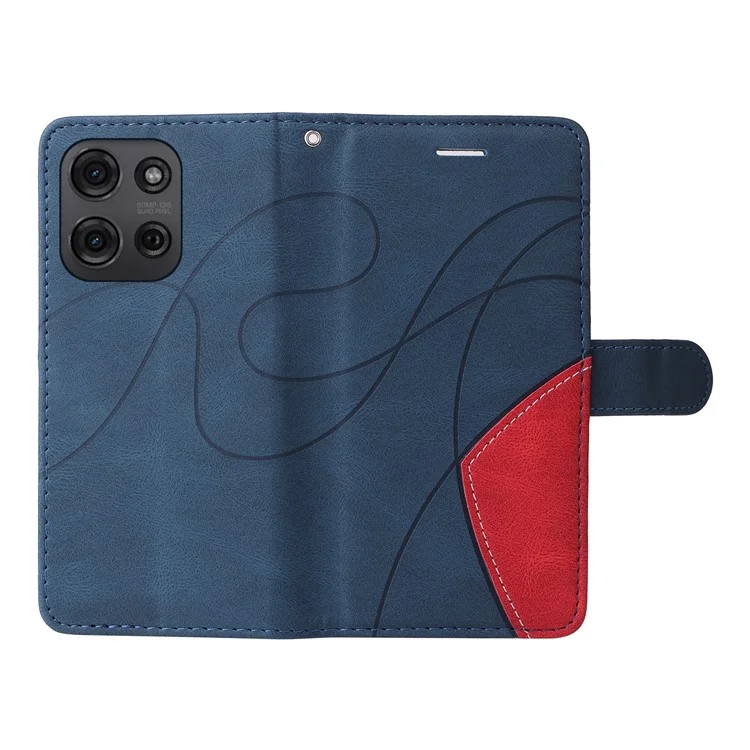 Para Motorola Moto G75 5G Estuche Combinación de colores Cubierta de teléfono de cuero Billetera Soporte - Azul