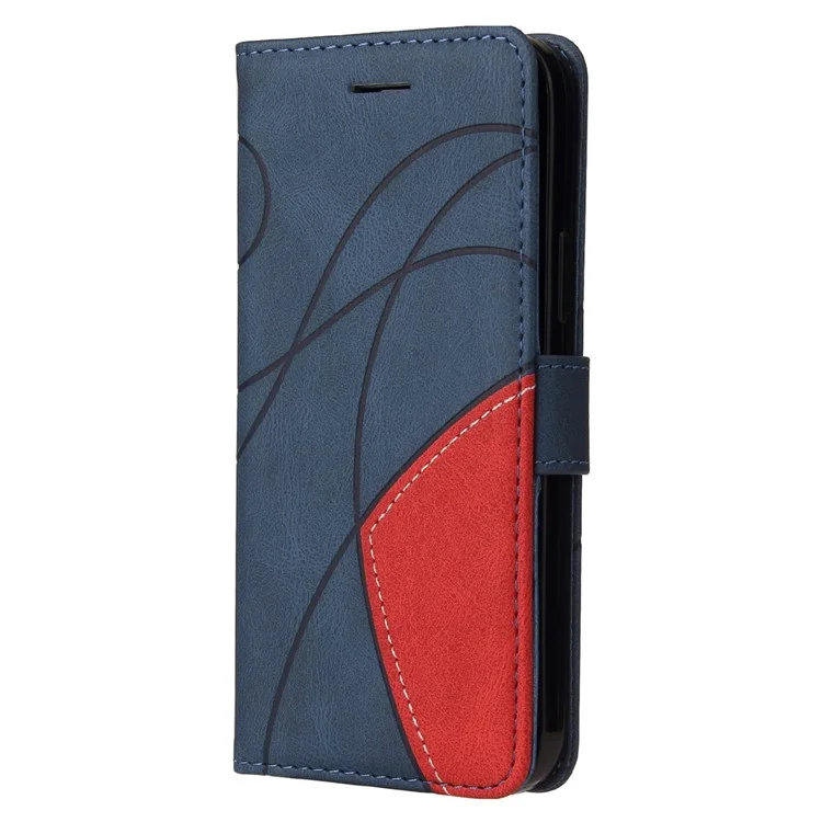 Para Motorola Moto G75 5G Estuche Combinación de colores Cubierta de teléfono de cuero Billetera Soporte - Azul