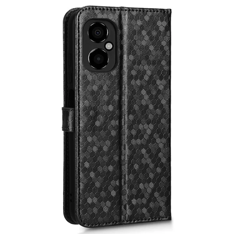 Per Xiaomi Poco M4 5G Wallet Feature PU Coperchio Petta Pot Pot Motore in Magnetica Chiusa Magnetica Stoche Schoch Austro Schock TPU Custodia Con Cinturino - Nero