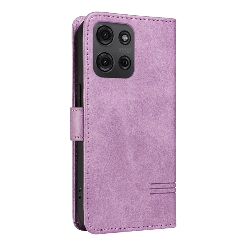 For Motorola Moto G75 5G Case Flip Wallet T-Shape Lines Leather Phone Cover - Light Purple