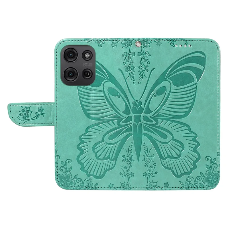 For Motorola Moto G75 5G Case Butterfly Pattern Leather Wallet Flip Phone Cover - Green