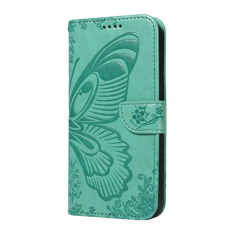 For Motorola Moto G75 5G Case Butterfly Pattern Leather Wallet Flip Phone Cover - Green