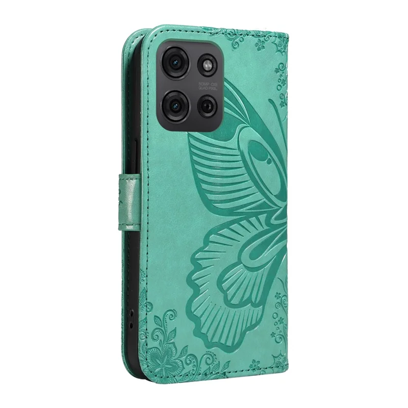 For Motorola Moto G75 5G Case Butterfly Pattern Leather Wallet Flip Phone Cover - Green