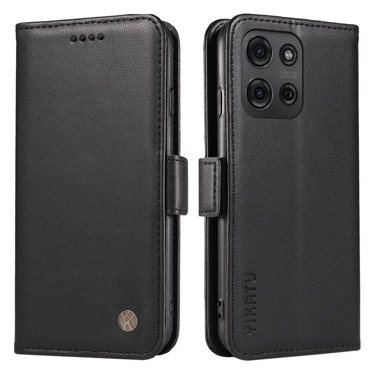 YIKATU YK-003 Custodia per Motorola Moto G75 5G Portafoglio Stand in Pelle Cover Laterale con Fibbia - Nero