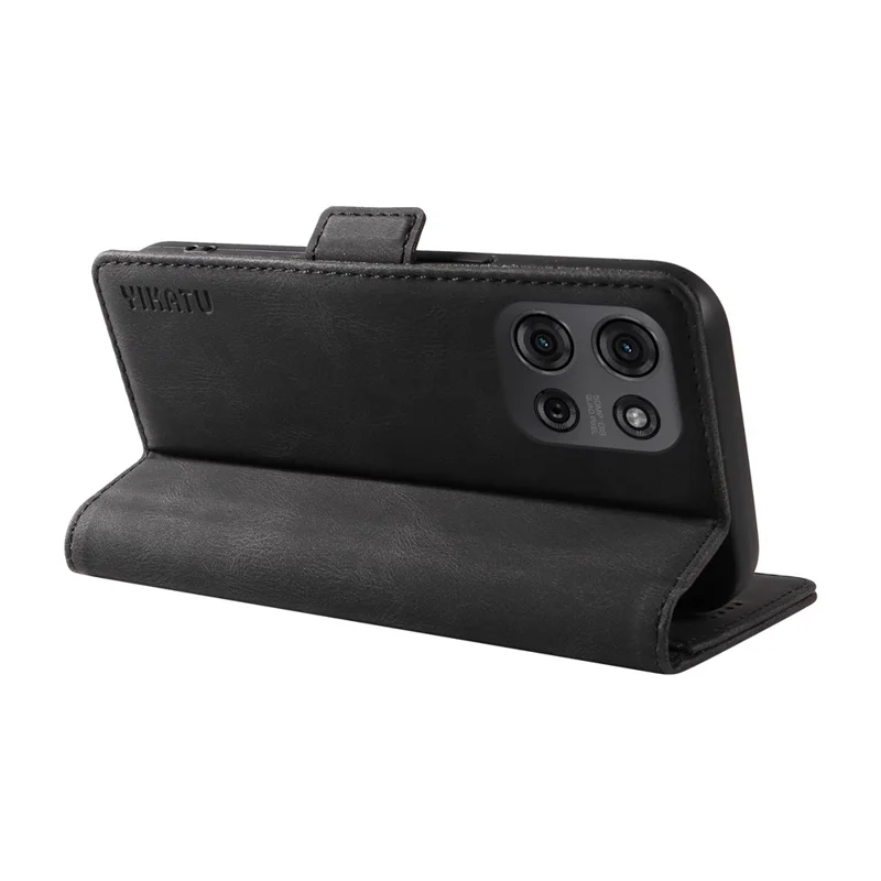 Housse de téléphone en cuir PU YIKATU YK-005 pour Motorola Moto G75 5G, avec sensation de toucher - Noir