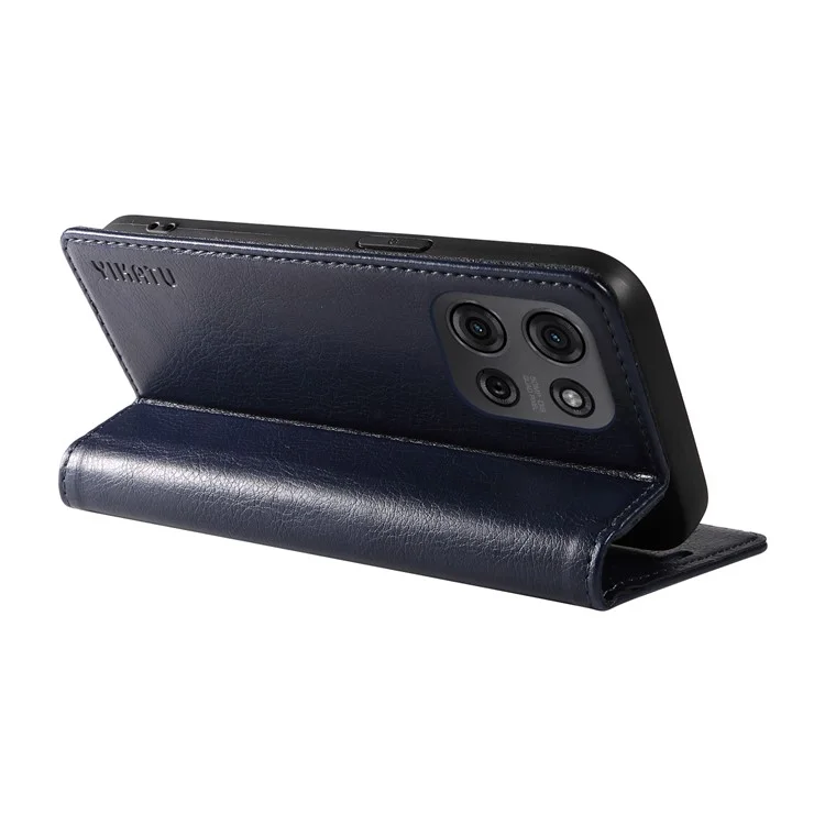 YIKATU YK-006 Magnetverschluss Leder Handyhülle mit Litchi-Textur für Motorola Moto G75 5G - Marineblau
